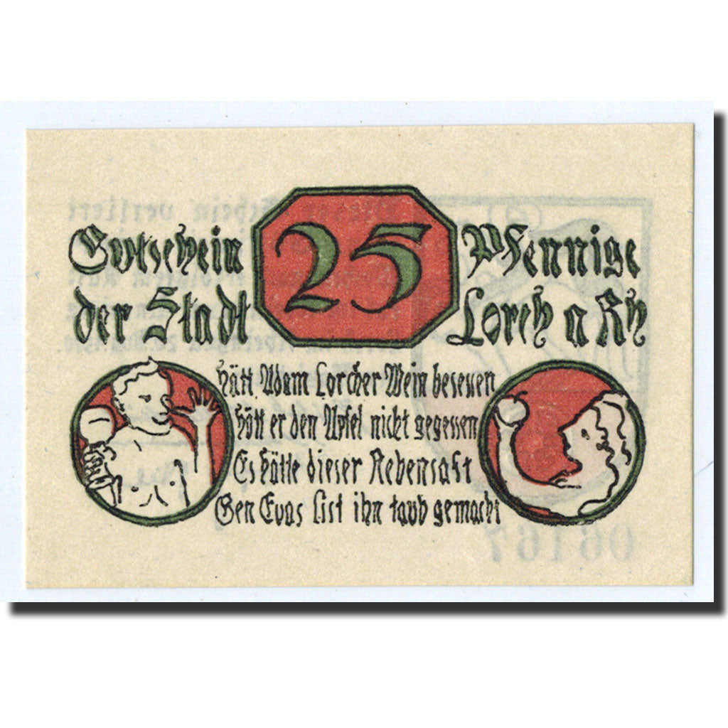 Banknote, Germany, Lorch, 25 Pfennig, personnage, 1920, 1920-08-20, UNC(63)