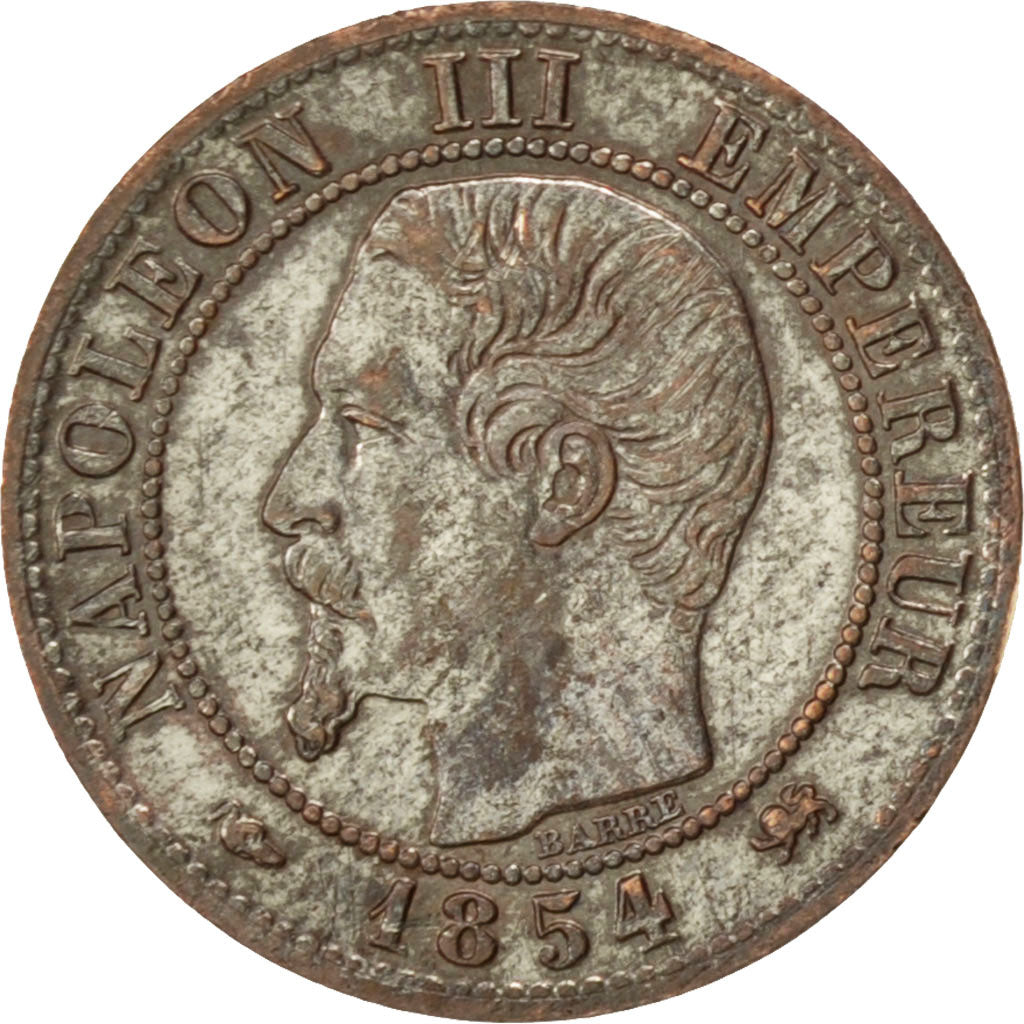 FRANCE, Napoléon III, Centime, 1854, Lyon, KM #775.4, AU(50-53), Bronze, Gadoury