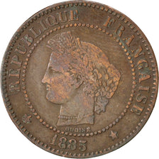 FRANCE, Cérès, 2 Centimes, 1885, Paris, KM #827.1, VF(30-35), Bronze, 20.2, G...