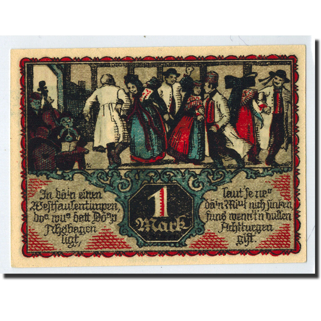 Banknote, Germany, Eisbergen, 1 Mark, personnage, 1921, UNC(63), Mehl:317.1