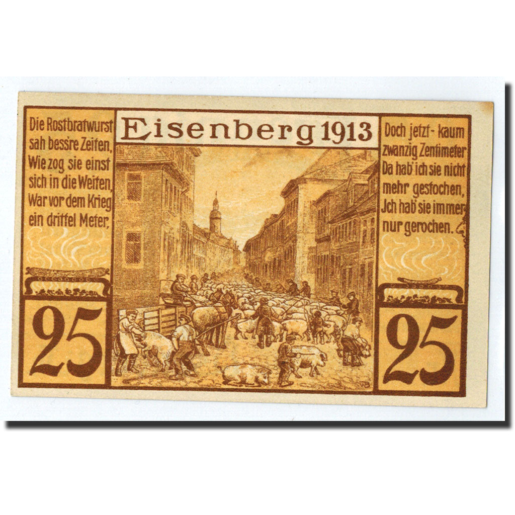 Banknote, Germany, Eisenberg Stadt, 25 Pfennig, personnage, 1921, UNC(63)
