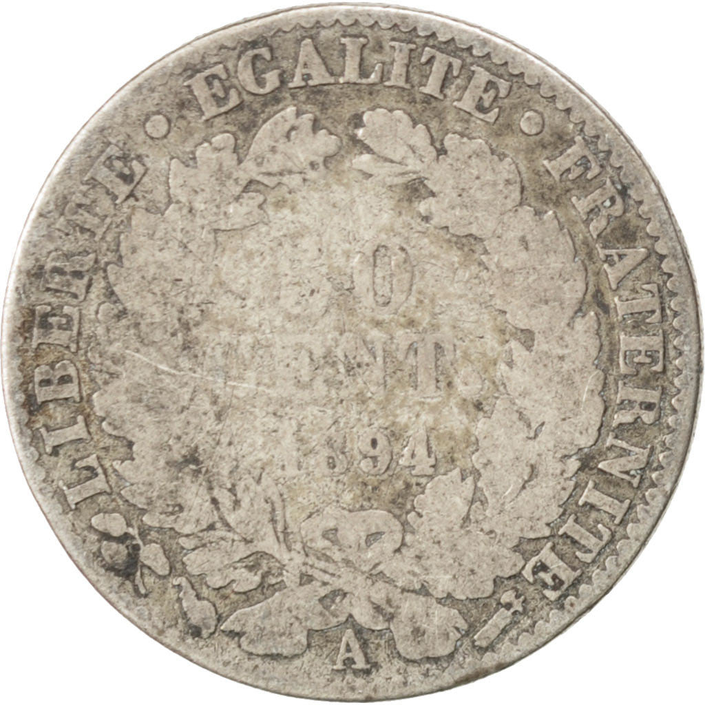 IIIème République, 50 Centimes Cérès, 1894 A, Paris, Gadoury 419a