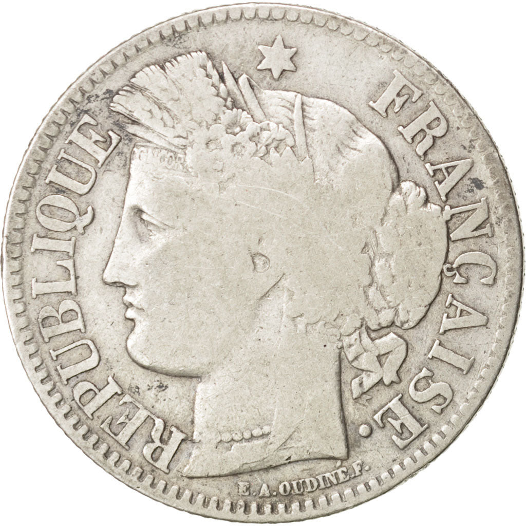 Francia, Cérès, 2 Francs, 1871, Bordeaux, MB, Argento, KM:816.2, Gadoury:530