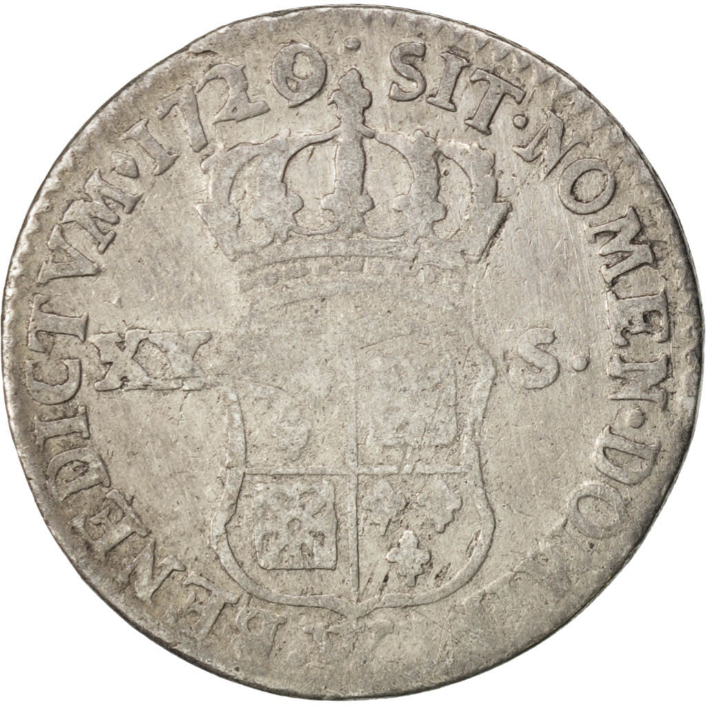 Moneta, Francja, Louis XV, 1/6 Écu (XX – S) de France-Navarre, 20 Sols, 1/6