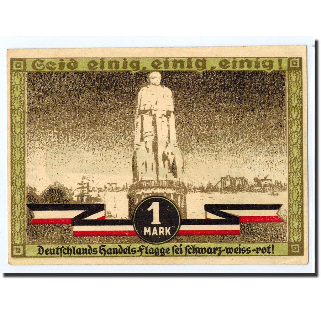 Banknote, Germany, Hamburg, 1 Mark, statue, 1921, 1921-08-31, UNC(63)