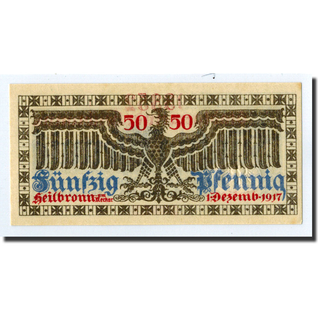 Banknote, Germany, Heilbronn, 50 Pfennig, aigle, 1917, 1917-12-01, UNC(63)