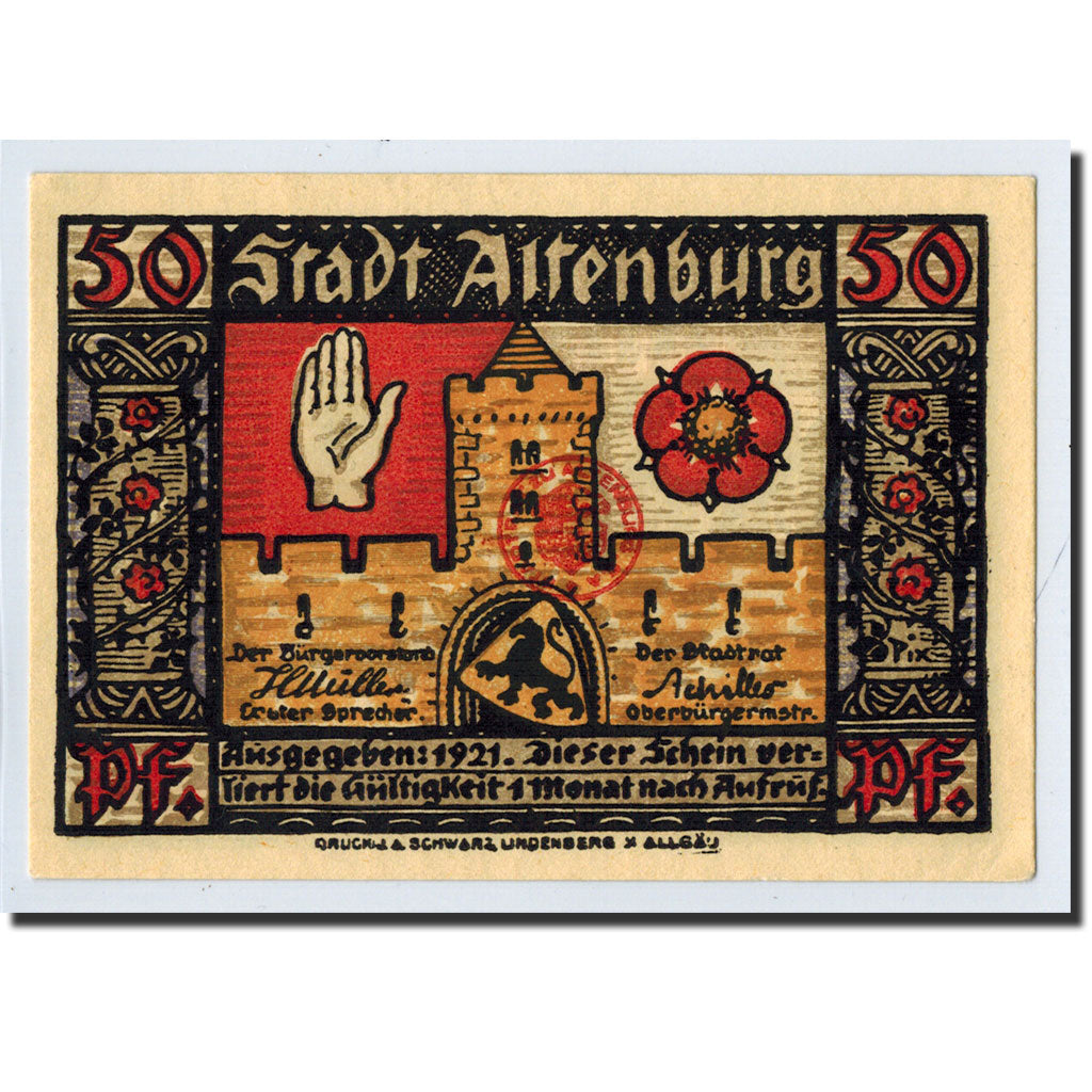 Banknote, Germany, Altenburg Stadt, 50 Pfennig, château, 1921, UNC(63)