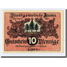 Banknote, Germany, Auma, 10 Pfennig, personnage, 1921, 1921-04-01, UNC(63)