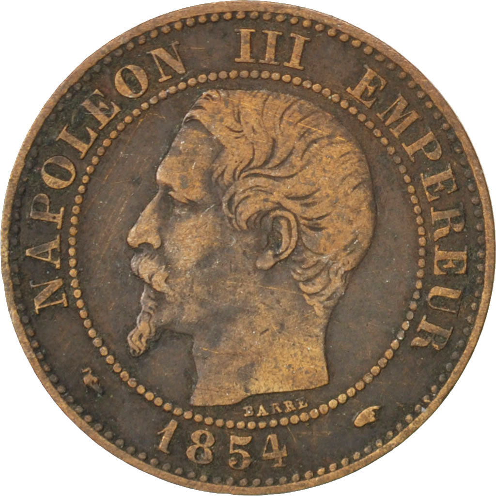 FRANCE, Napoléon III, 2 Centimes, 1854, Paris, KM #776.1, VF(30-35), Bronze, G..