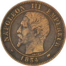 FRANCE, Napoléon III, 2 Centimes, 1854, Paris, KM #776.1, VF(30-35), Bronze, G..