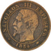 FRANCE, Napoléon III, 2 Centimes, 1854, Paris, KM #776.1, VF(30-35), Bronze, G..