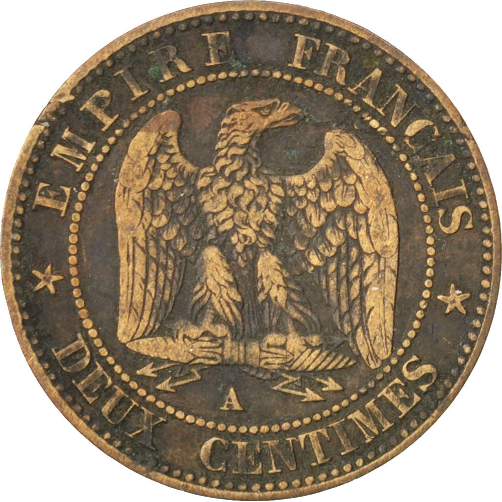 FRANCE, Napoléon III, 2 Centimes, 1854, Paris, KM #776.1, VF(30-35), Bronze, G..