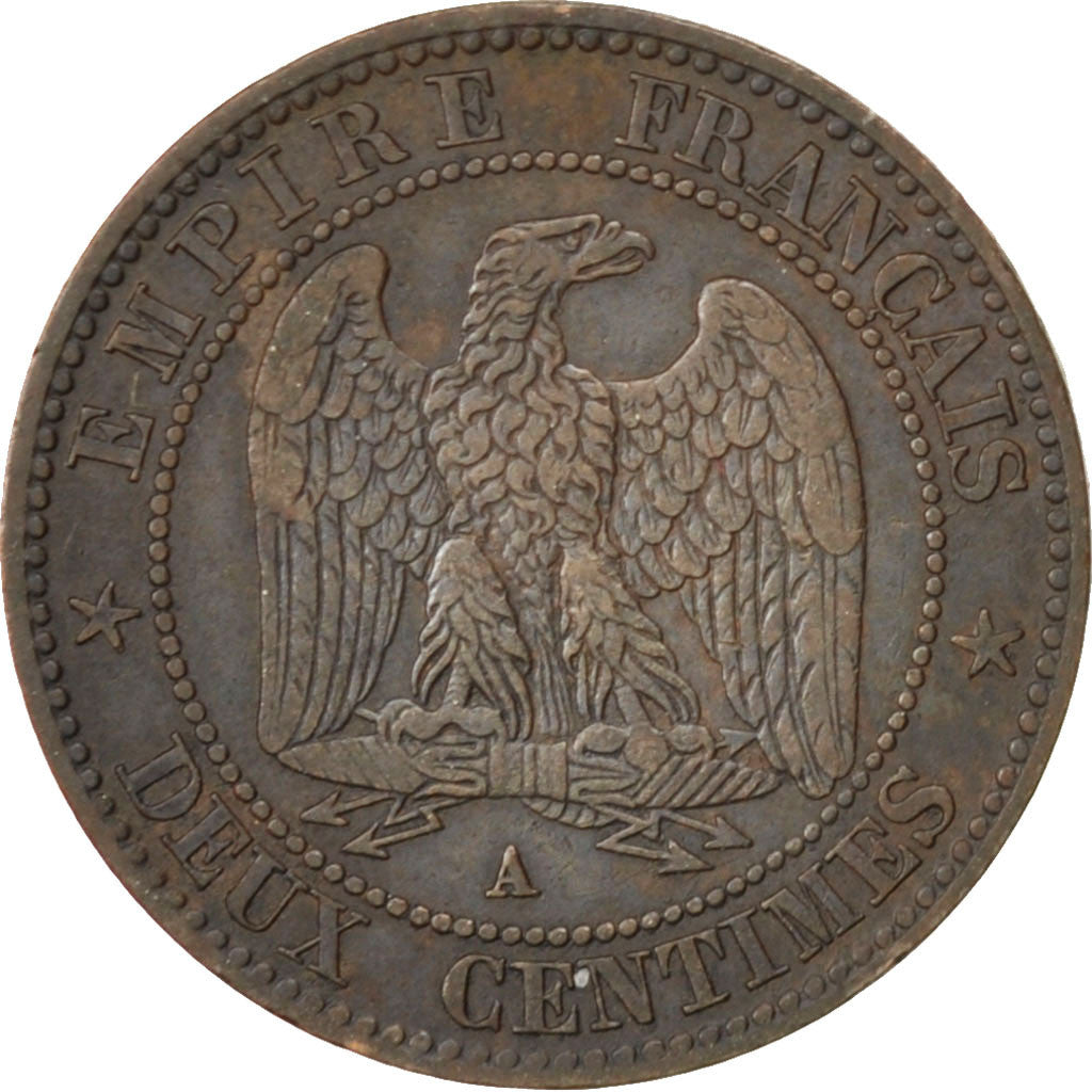 Second Empire, 2 Centimes Napoléon III tête nue, 1854 A, Paris, Gadoury 103
