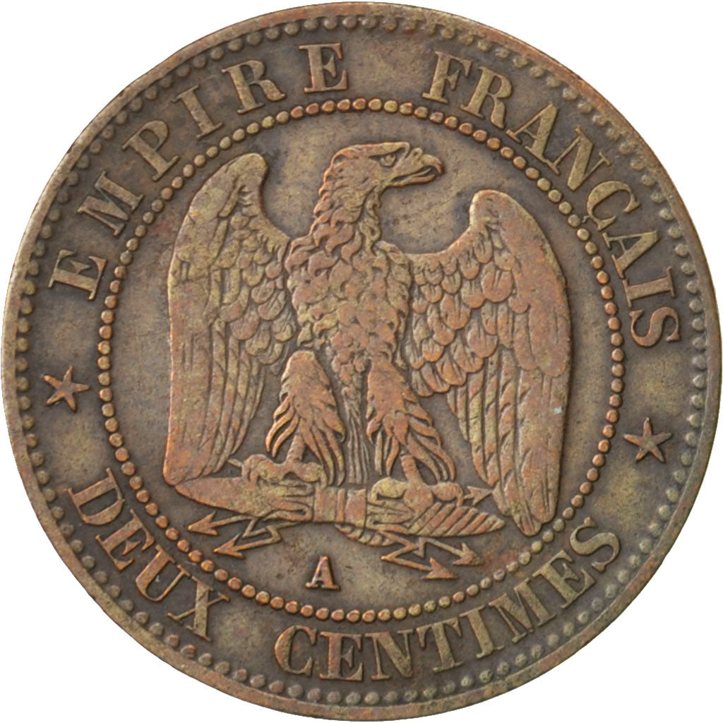 Second Empire, 2 Centimes Napoléon III tête nue, 1856 A, Paris, Gadoury 103