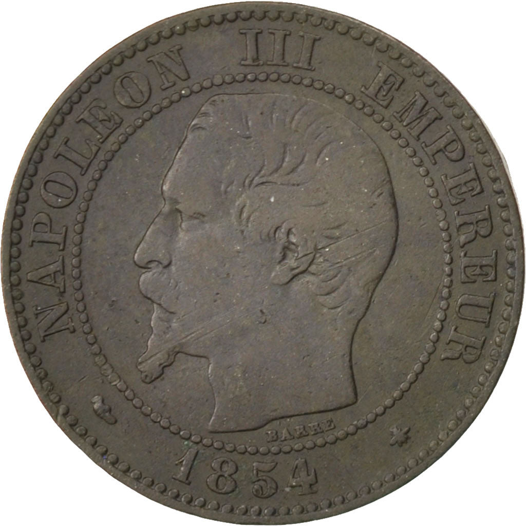 FRANCE, Napoléon III, 2 Centimes, 1854, Strasbourg, KM #776.3, VF(20-25), Bronze