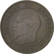 FRANCE, Napoléon III, 2 Centimes, 1854, Strasbourg, KM #776.3, VF(20-25), Bronze