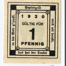 Billete, Alemania, Kitzingen, 1 Pfenning, tour, 1920, SC, Mehl:703.1
