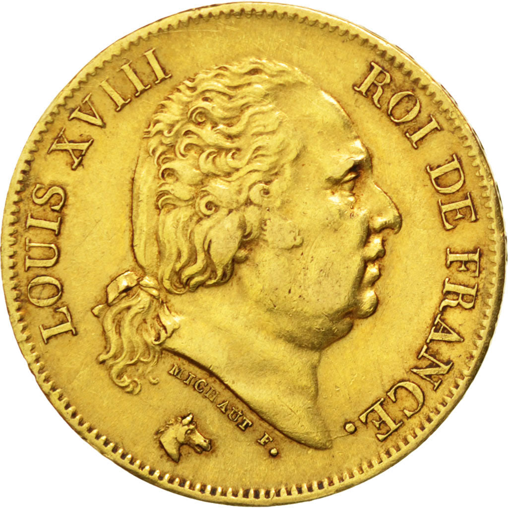 FRANCE, Louis XVIII, 40 Francs, 1818, Lille, KM #713.6, EF(40-45), Gold,...