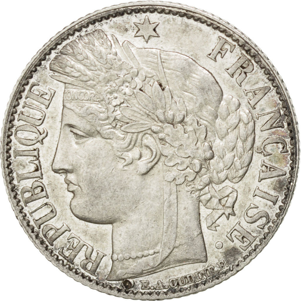 FRANCE, Cérès, Franc, 1872, Paris, KM #822.1, AU(55-58), Silver, 23, Gadoury #..