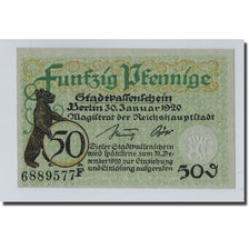Banknot, Niemcy, Berlin Stadt, 50 Pfennig, ours, 1920, 1920-01-30, UNC(63)