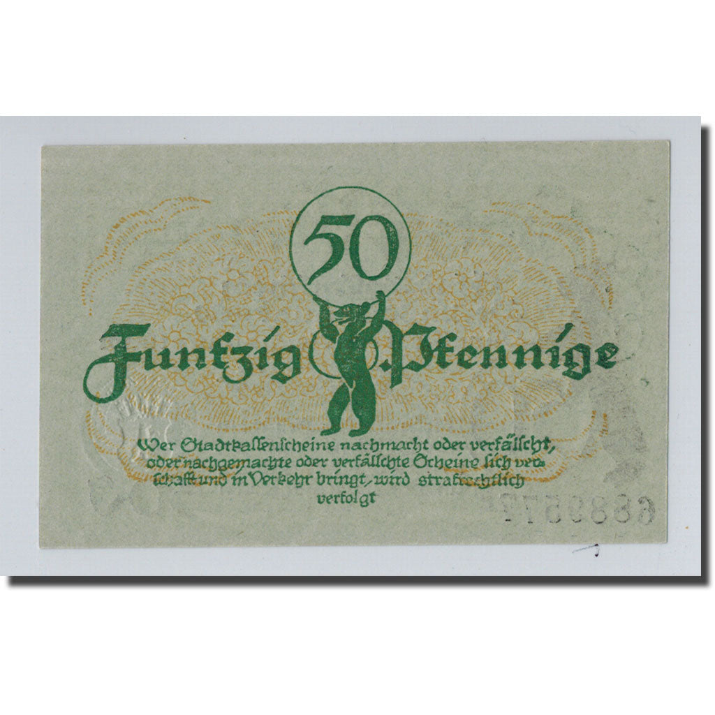 Banknote, Germany, Berlin Stadt, 50 Pfennig, ours, 1920, 1920-01-30, UNC(63)