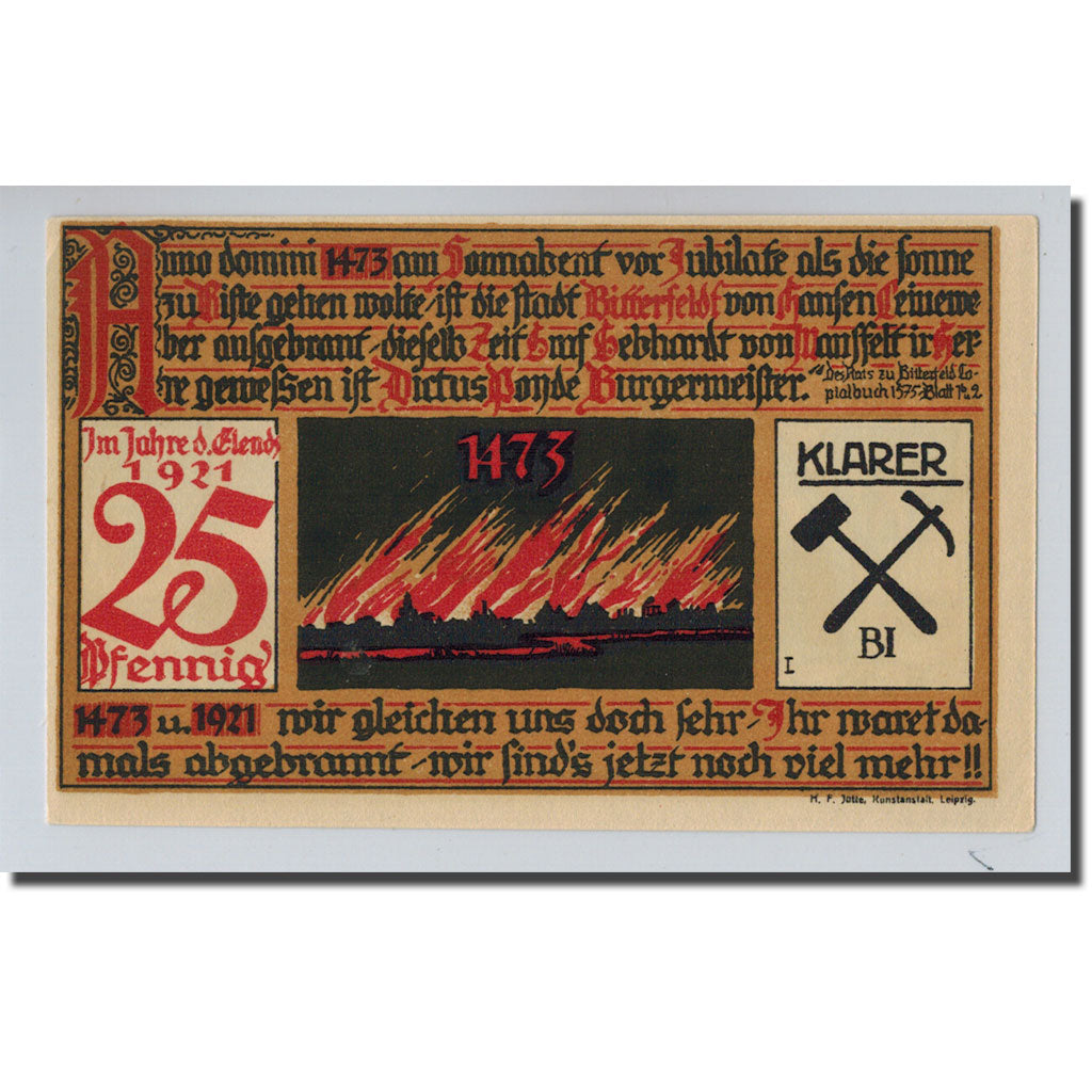 Banknote, Germany, Bitterfeld Stadt, 25 Pfennig, Eglise, 1921, UNC(63)