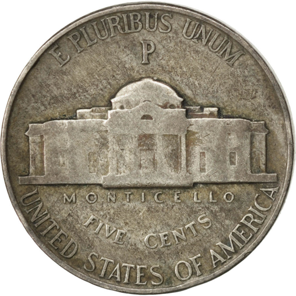 UNITED STATES, Jefferson Nickel, 5 Cents, 1944, U.S. Mint, KM #192a, VF(30-35),.