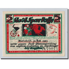 Banknote, Germany, Bielefeld, 5 Mark, personnage, 1918, 1921-07-15, UNC(63)