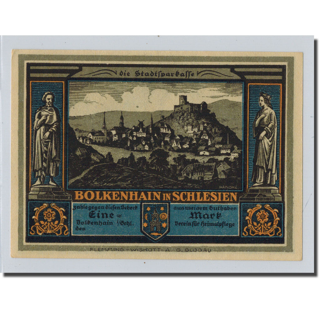 Billet, Allemagne, Bolkenhain, 1 Mark, paysage, O.D, SPL, Mehl:137.2