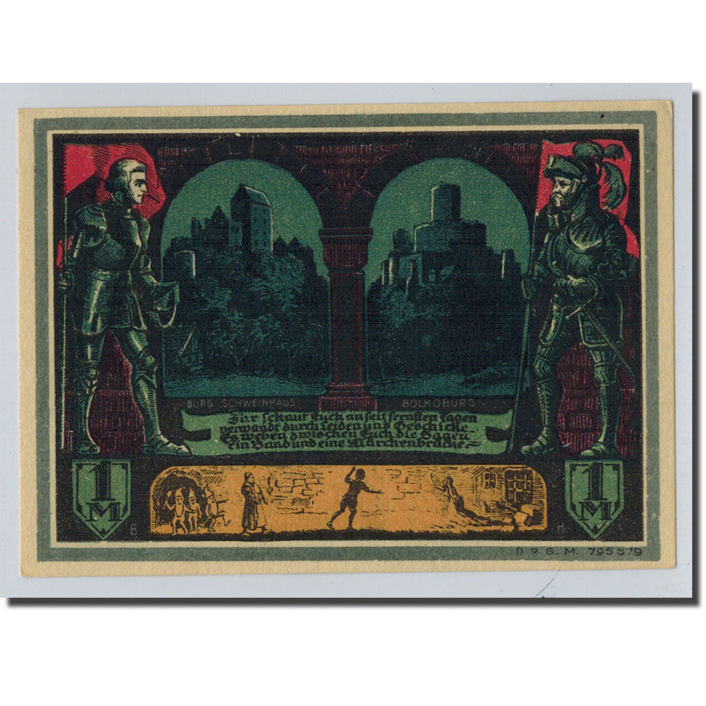 Billet, Allemagne, Bolkenhain, 1 Mark, paysage, O.D, SPL, Mehl:137.2
