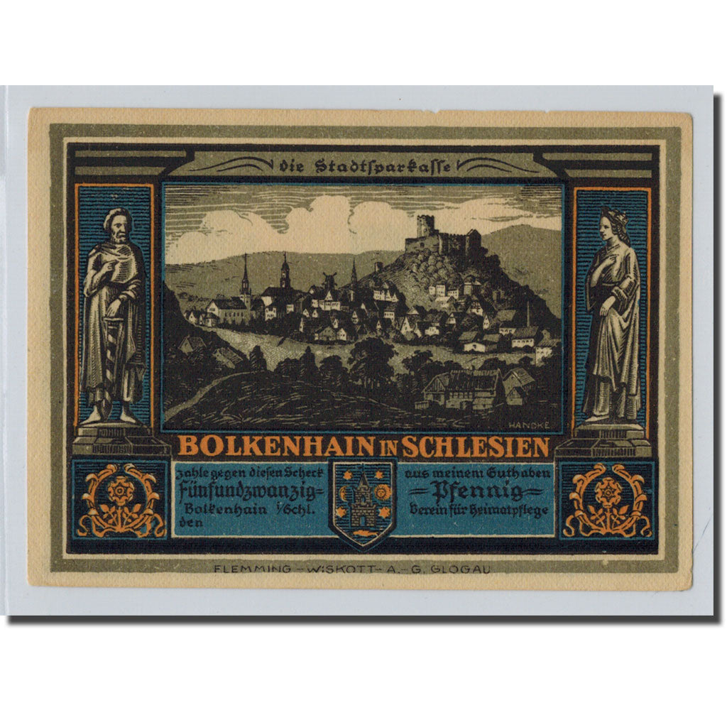 Billet, Allemagne, Bolkenhain, 25 Pfennig, paysage, O.D, SPL, Mehl:137.2