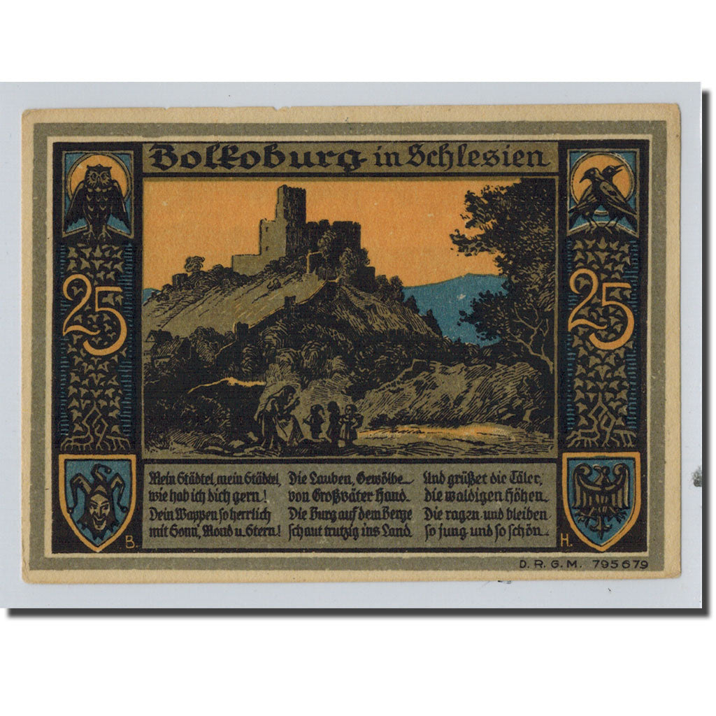 Billet, Allemagne, Bolkenhain, 25 Pfennig, paysage, O.D, SPL, Mehl:137.2