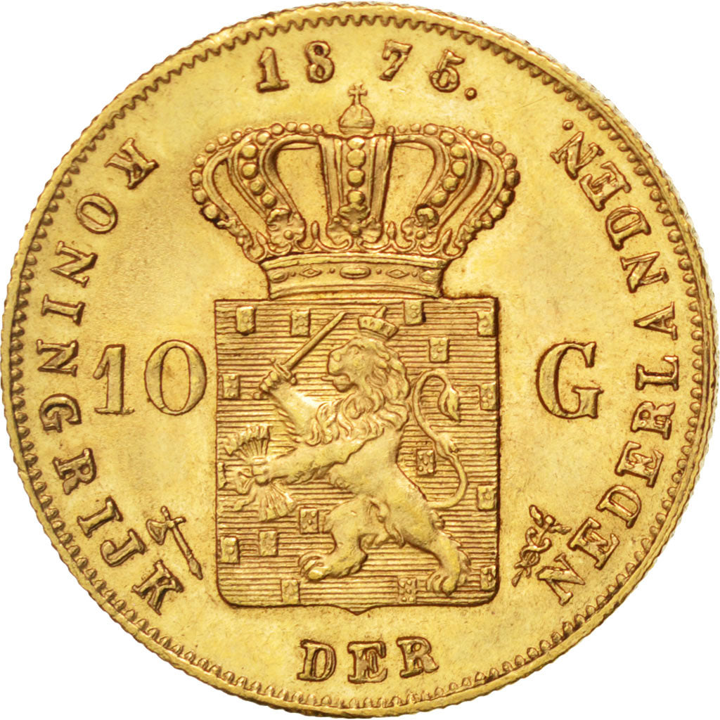Pays-Bas, William III, 10 Gulden, 1875, KM 105