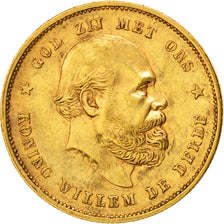 NETHERLANDS, 10 Gulden, 1879, KM #106, AU(50-53), Gold, 22.5, 6.71