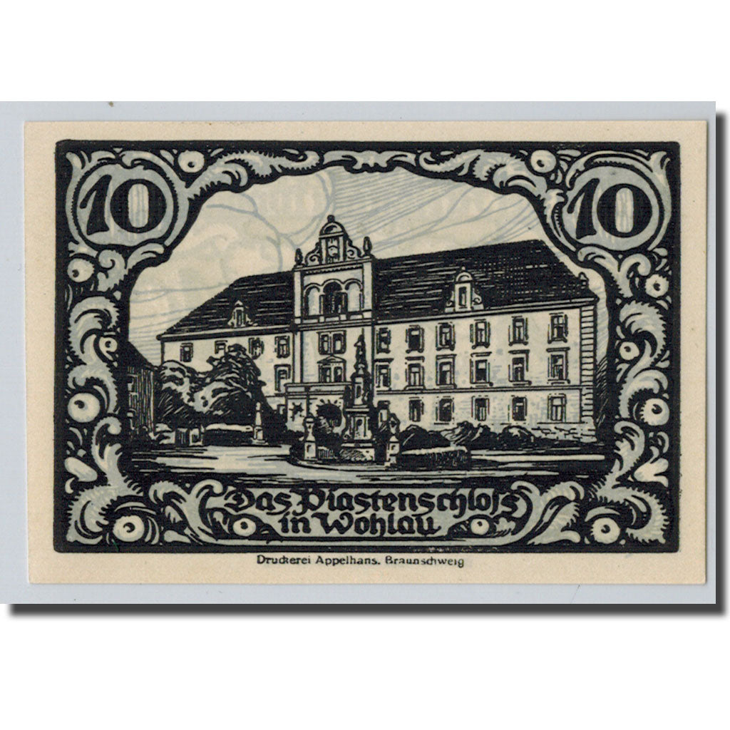 Banknote, Germany, Wohlau, 10 Pfennig, manoir, 1921, 1921-04-01, UNC(63)