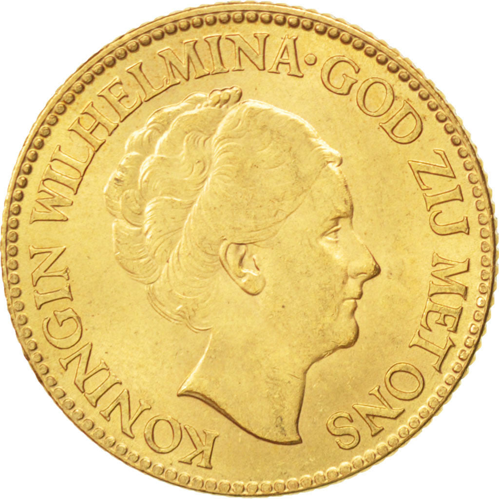 Pays-Bas, Wilhelmina, 10 Gulden, 1927, KM 162
