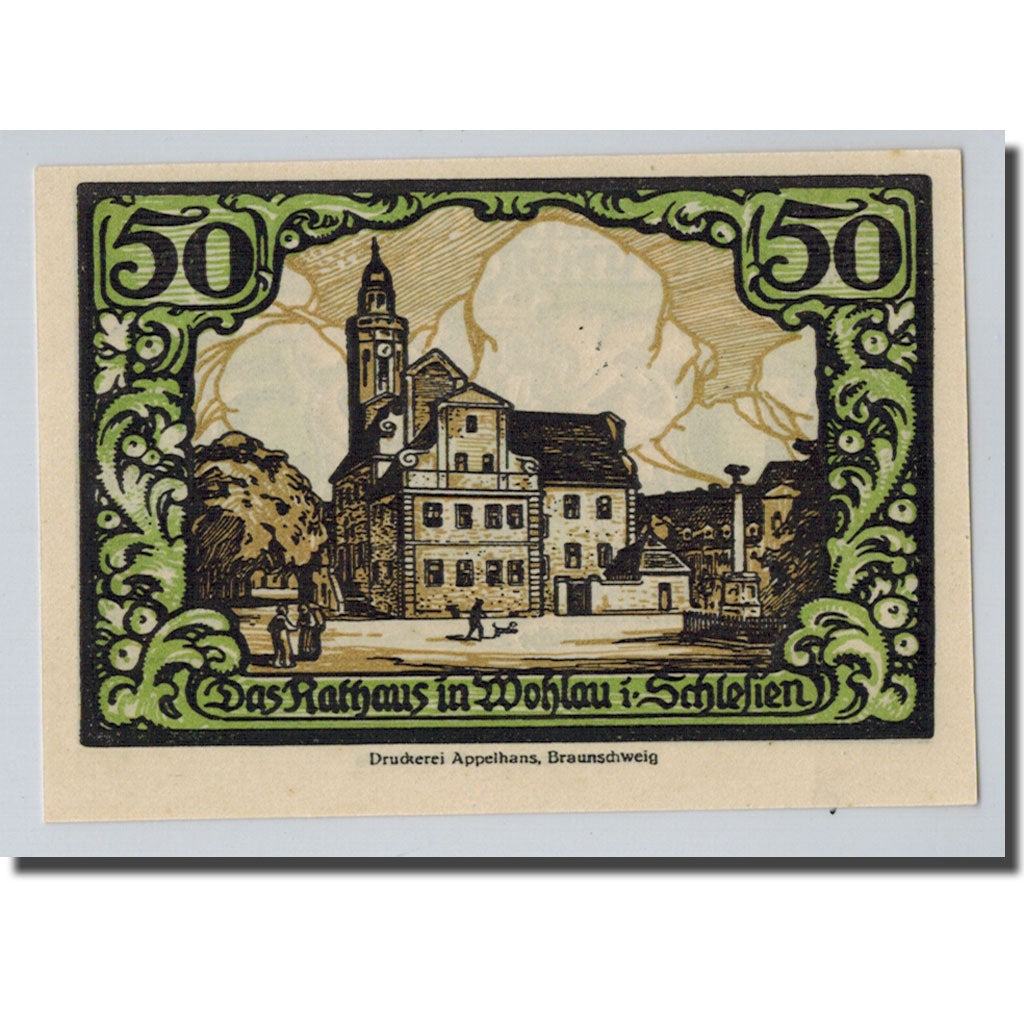 Banknote, Germany, Wohlau, 50 Pfennig, Eglise, 1921, 1921-04-01, UNC(63)
