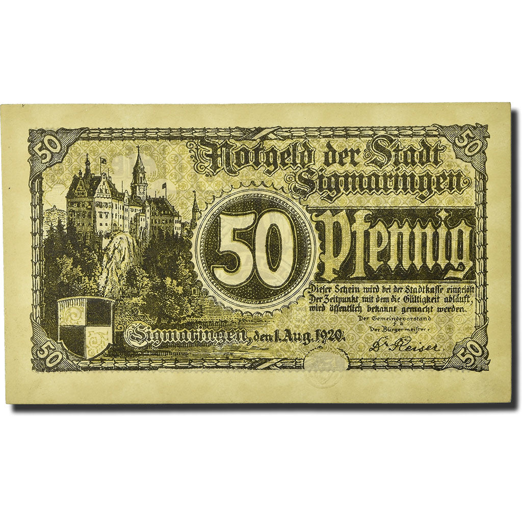 Banknote, Germany, Sigmaringen, 50 Pfennig, personnage, 1920, 1920-08-01