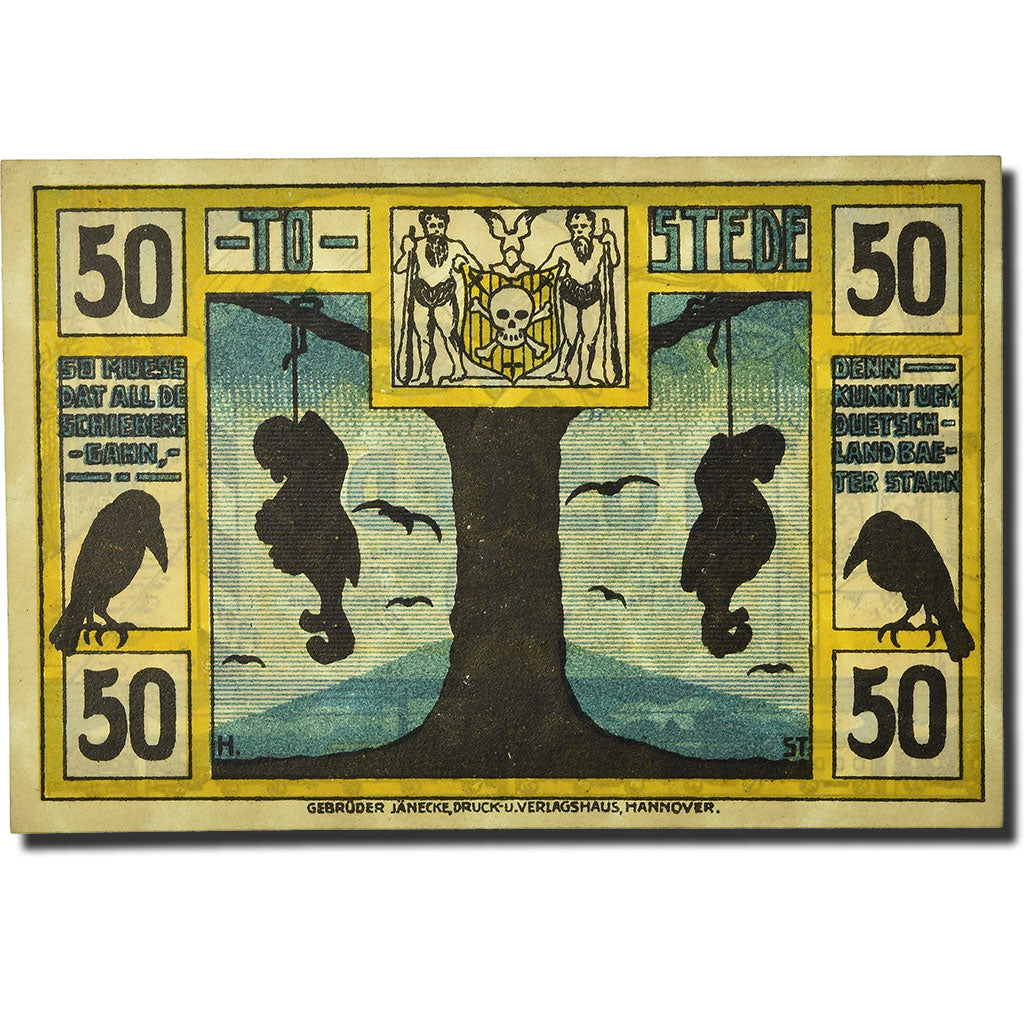 Banconote, Germania, Tostedt, 50 Pfennig, personnage, 1921, SPL, Mehl:1332.1