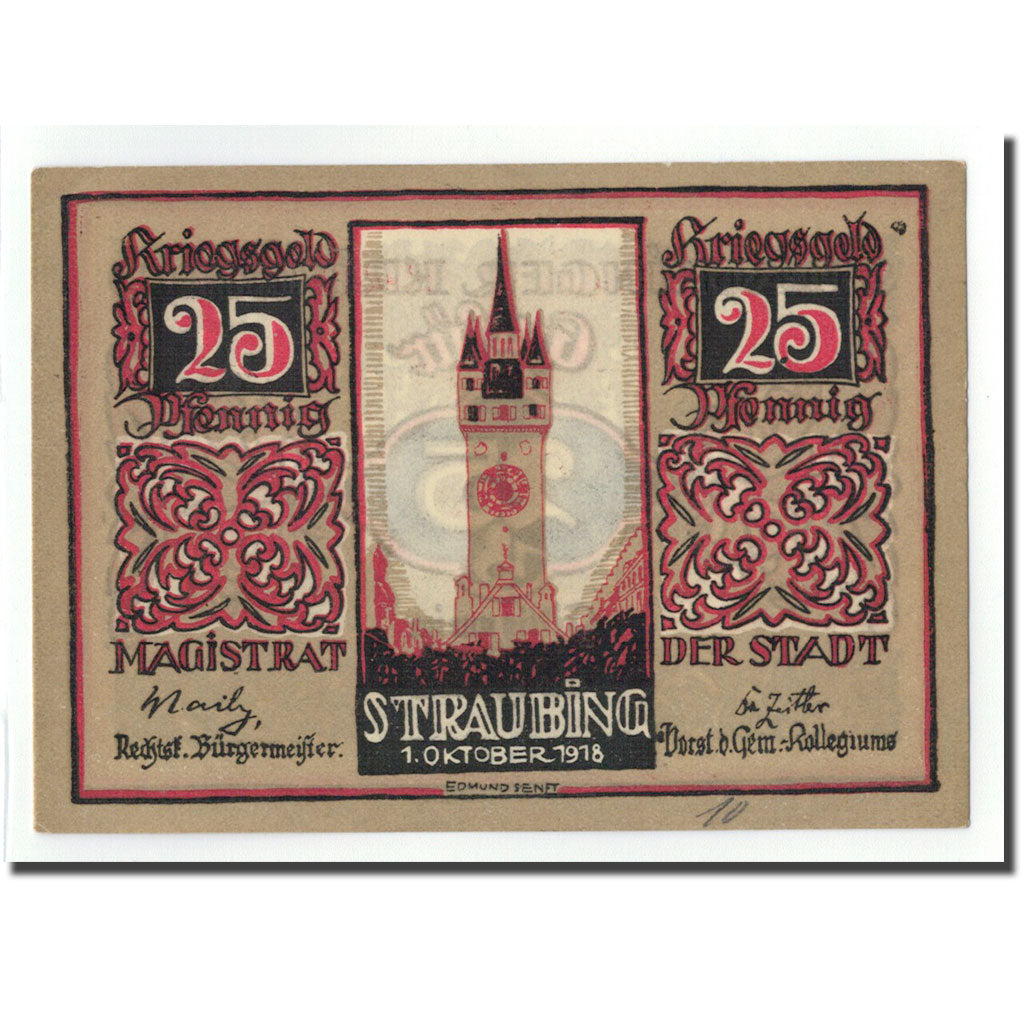 Banknote, Germany, Straubinger, 25 Pfennig, tour, 1918, 1918-10-01, UNC(63)