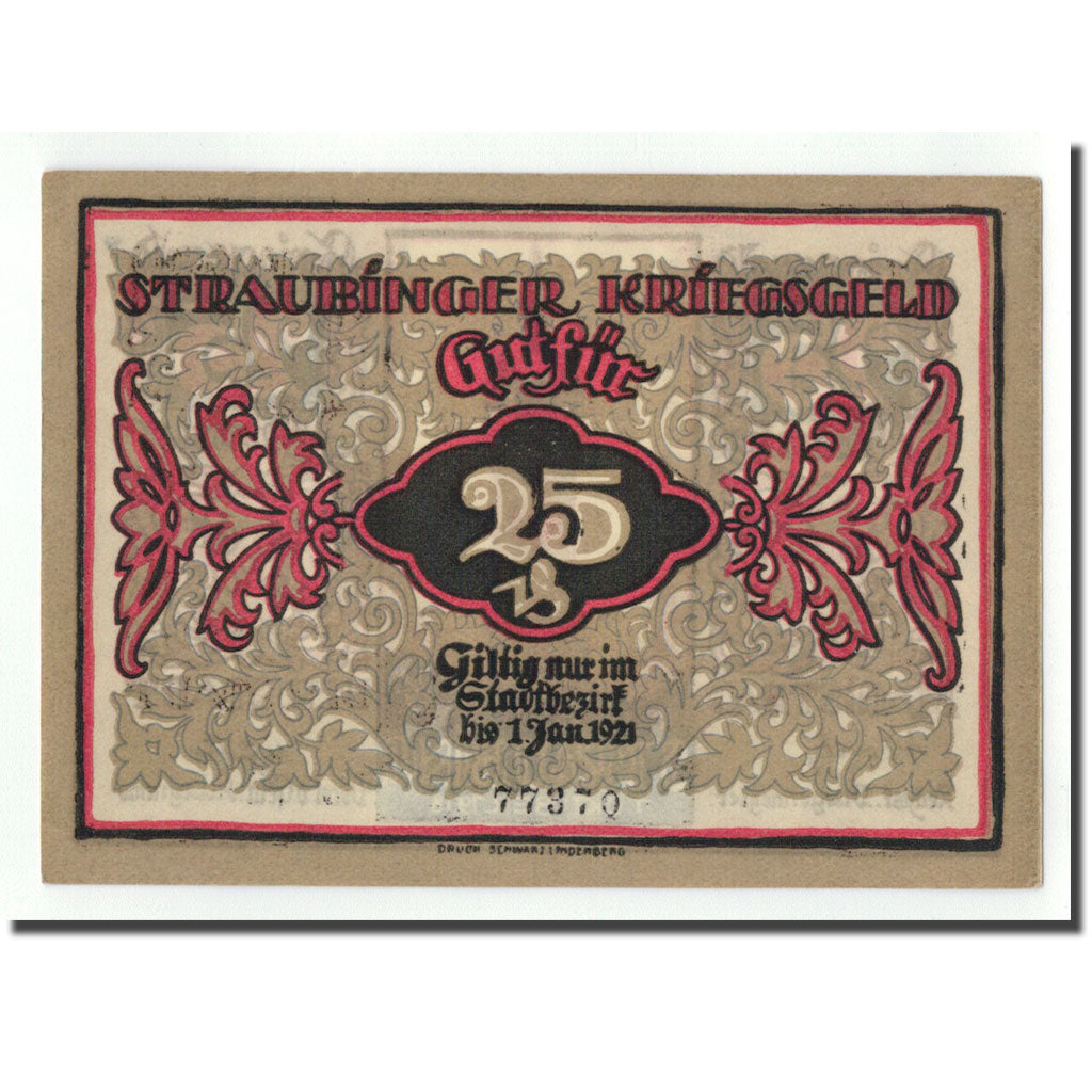 Banknote, Germany, Straubinger, 25 Pfennig, tour, 1918, 1918-10-01, UNC(63)