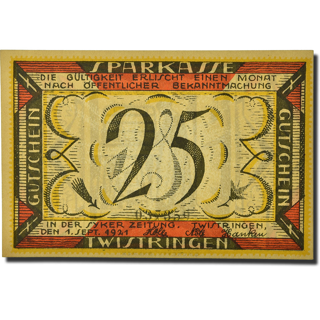 Banknote, Germany, Twistringen, 25 Pfennig, personnage, 1921, 1921-09-01
