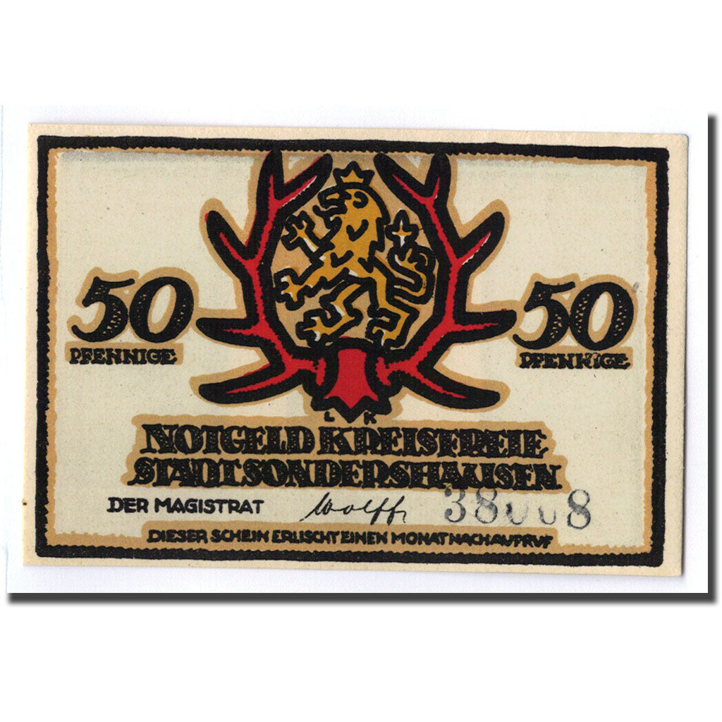 Banknote, Germany, Sondershausen, 50 Pfennig, personnage, O.D, UNC(63)