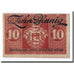 Banknote, Germany, Saarlouis, 10 Pfennig, Ecusson, 1919, UNC(63)