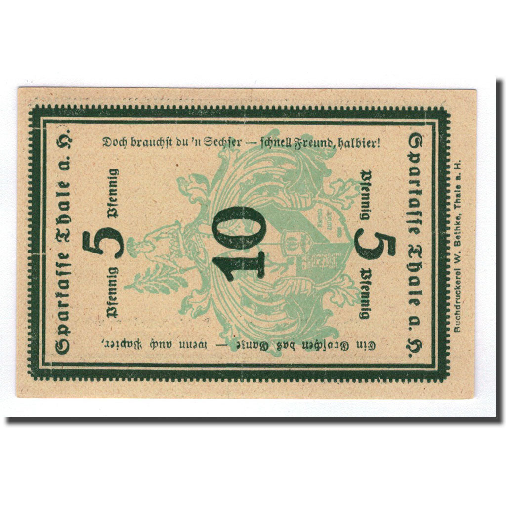 Banconote, Germania, Thale a.Harz Stadt, 10 Pfennig, paysage, 1921, 1921-05-01