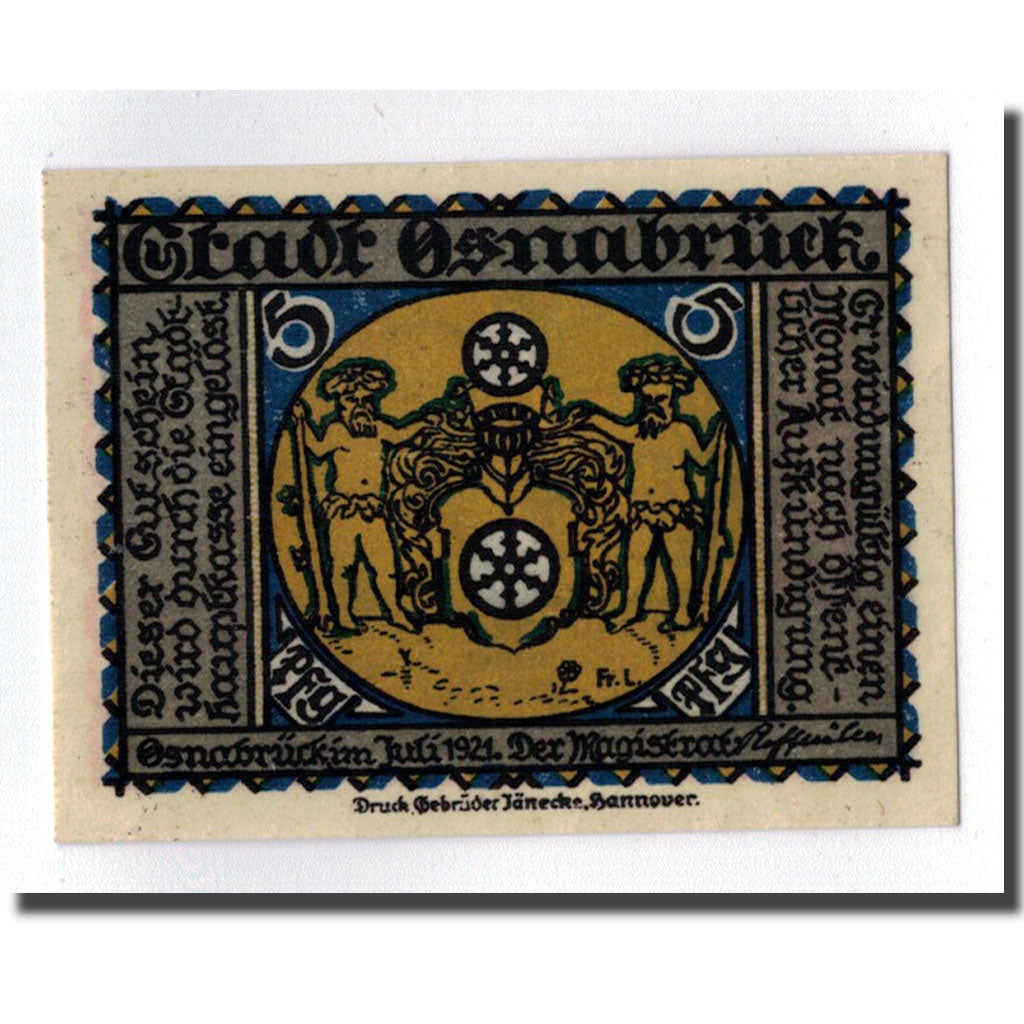 Banknote, Germany, Osnabruck, 5 Pfennig, personnage, 1921, UNC(63), Mehl:1032.1