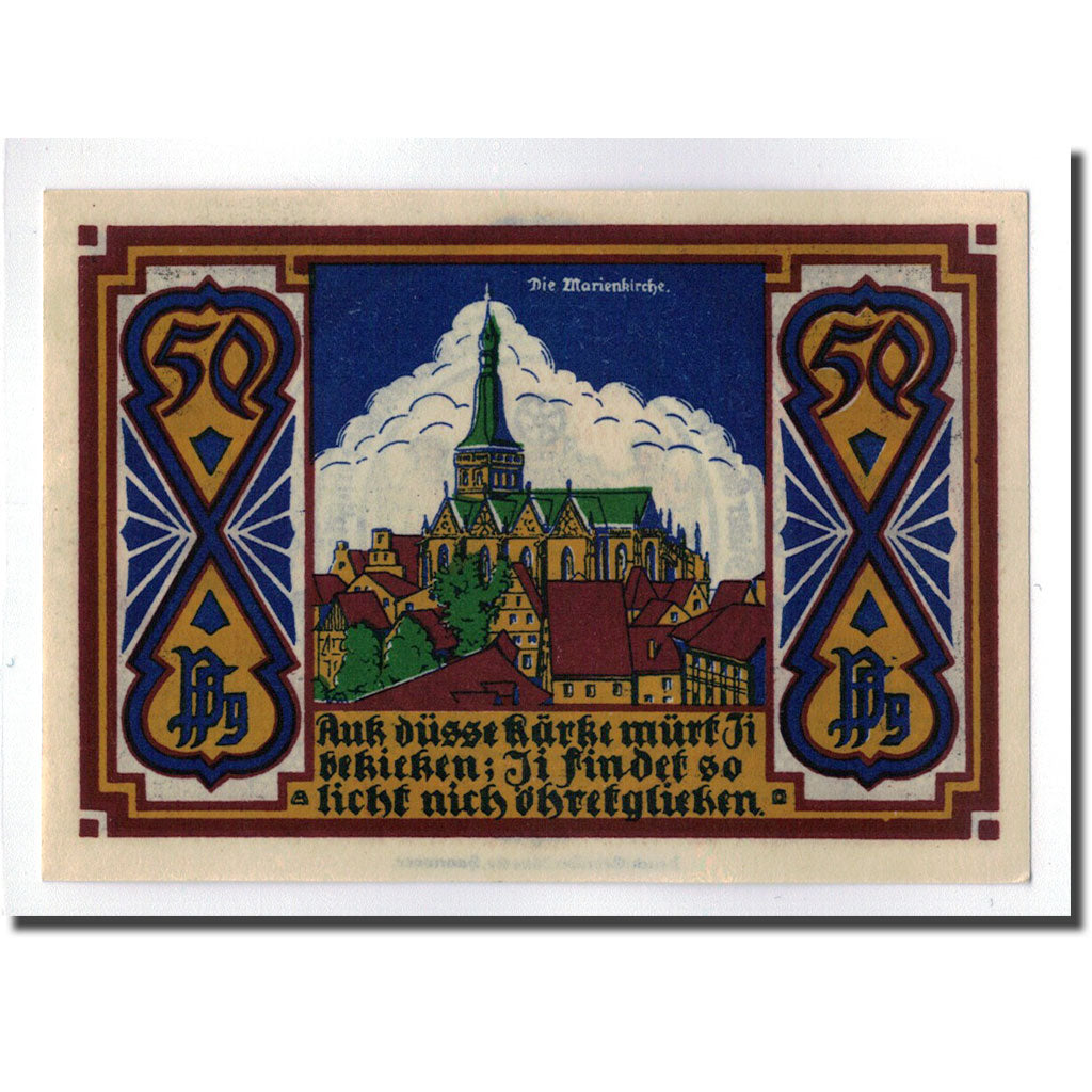 Banknote, Germany, Osnabruck, 50 Pfennig, paysage 3, 1921, UNC(63), Mehl:1032.1