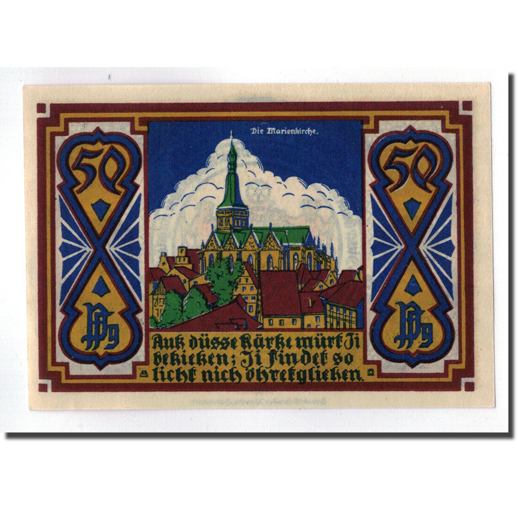 Banknote, Germany, Osnabruck, 50 Pfennig, paysage 4, 1921, UNC(63), Mehl:1032.1