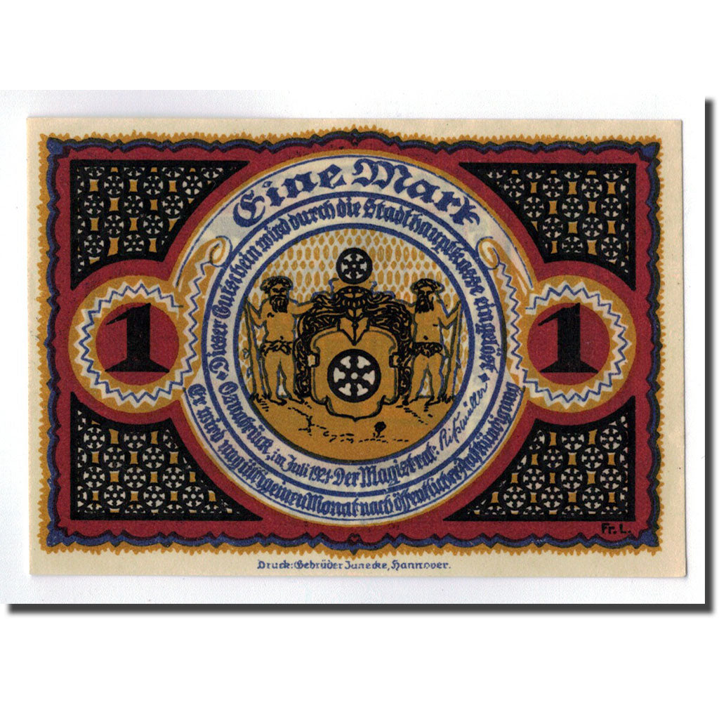 Banknote, Germany, Osnabruck, 1 Mark, place, 1921, UNC(63), Mehl:1032.1