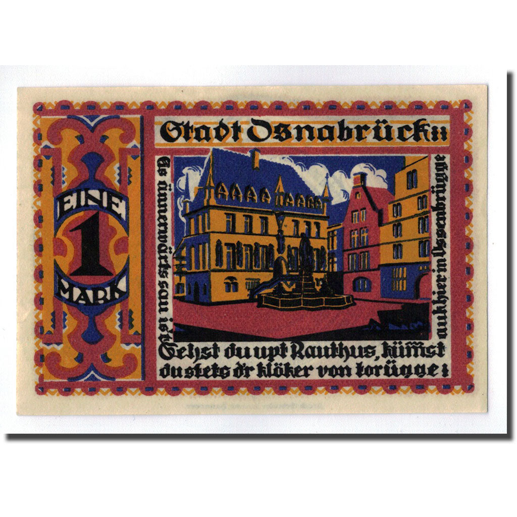 Banknote, Germany, Osnabruck, 1 Mark, place, 1921, UNC(63), Mehl:1032.1
